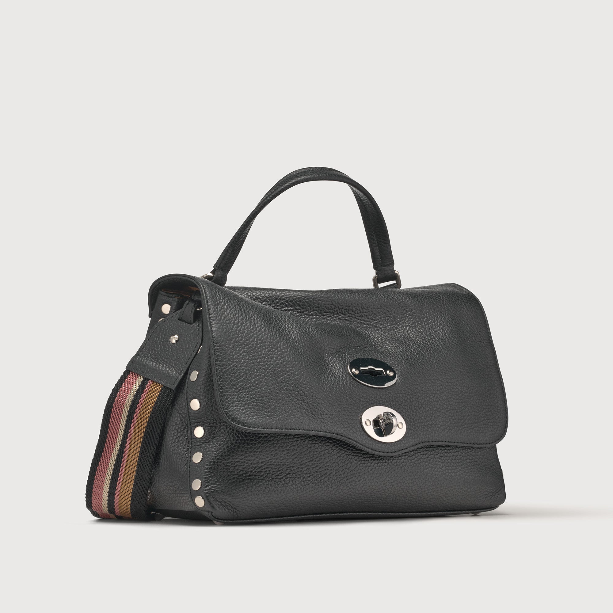 Zanellato Postina® S borsa a mano Black Nero in pelle martellata