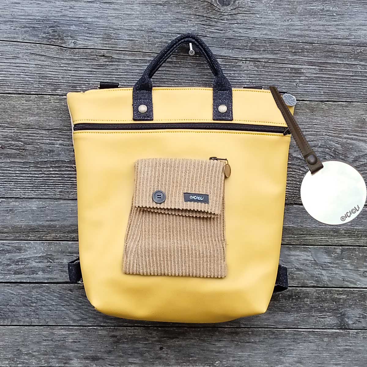 Ricicli Design Borse Borsa Zaino Cinno n°03 gialla