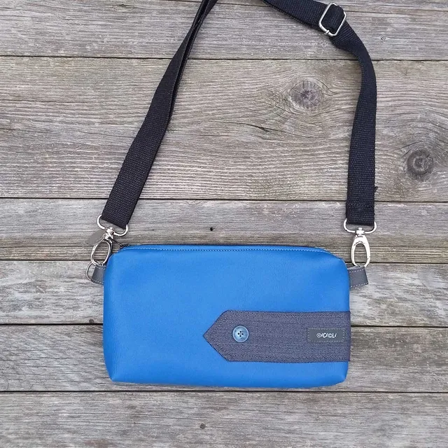 Ricicli Design Borse Lupin n°08 pochette bluette con tracolla nera
