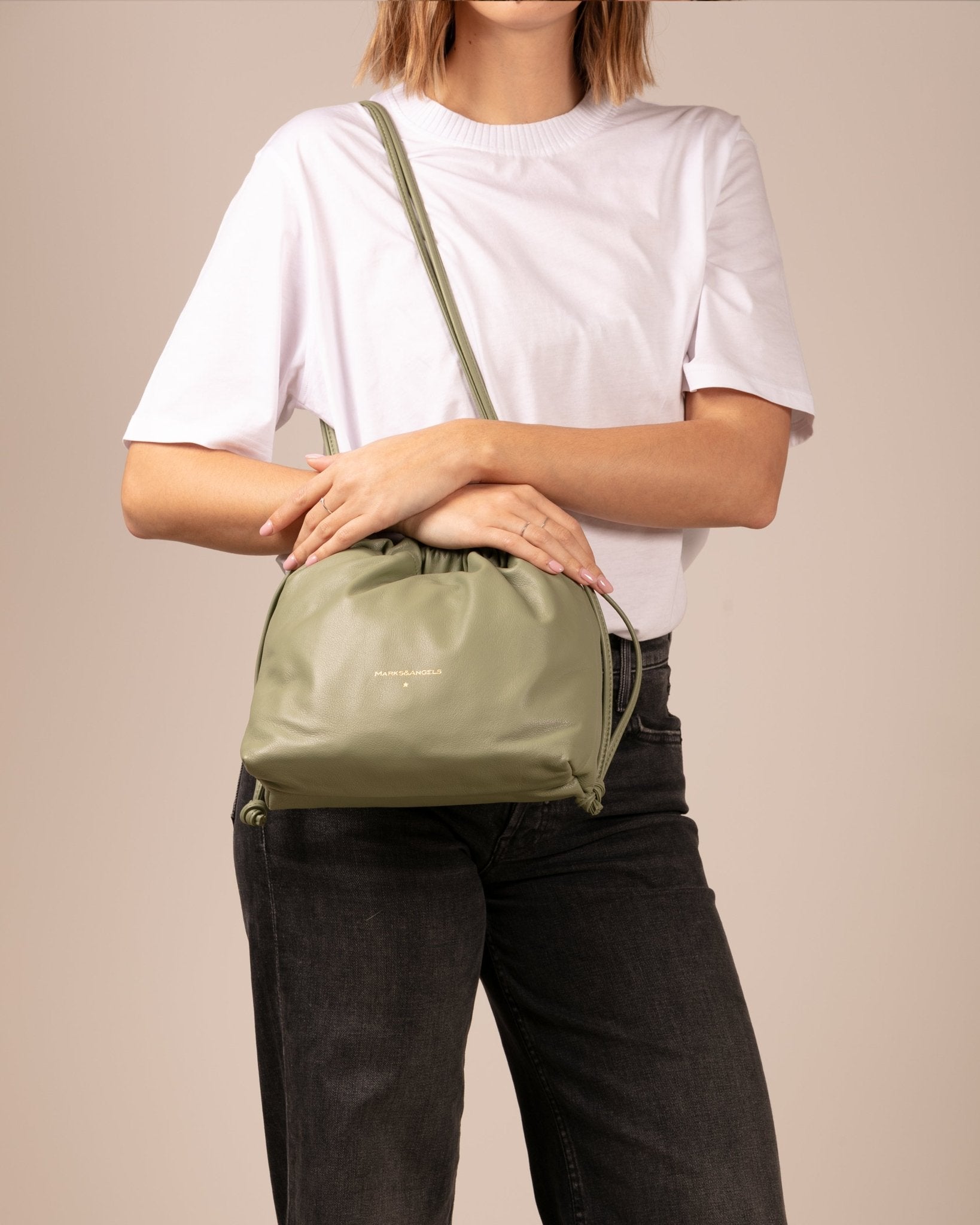 Marks&Angels Mini Sabri New borsa a spalla Olive in pelle