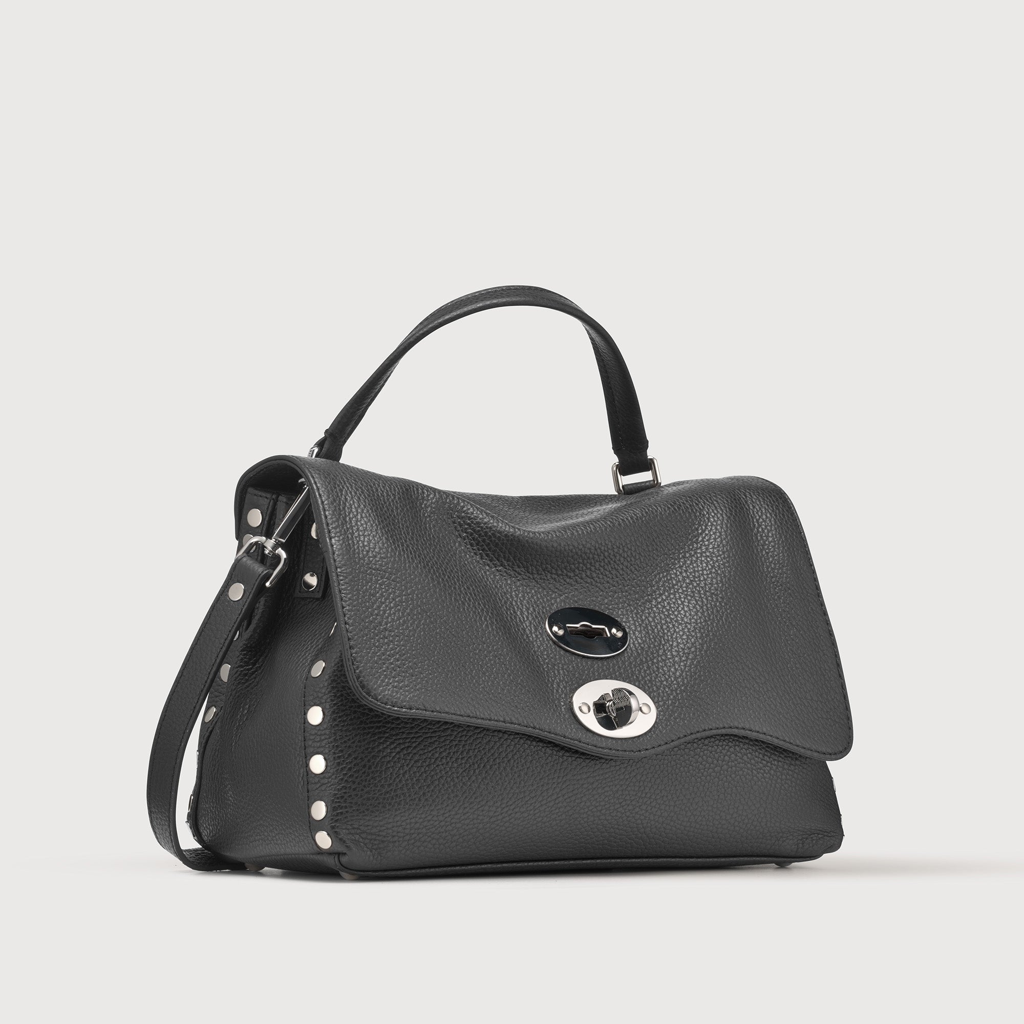 Zanellato Postina® S borsa nera in pelle martellata