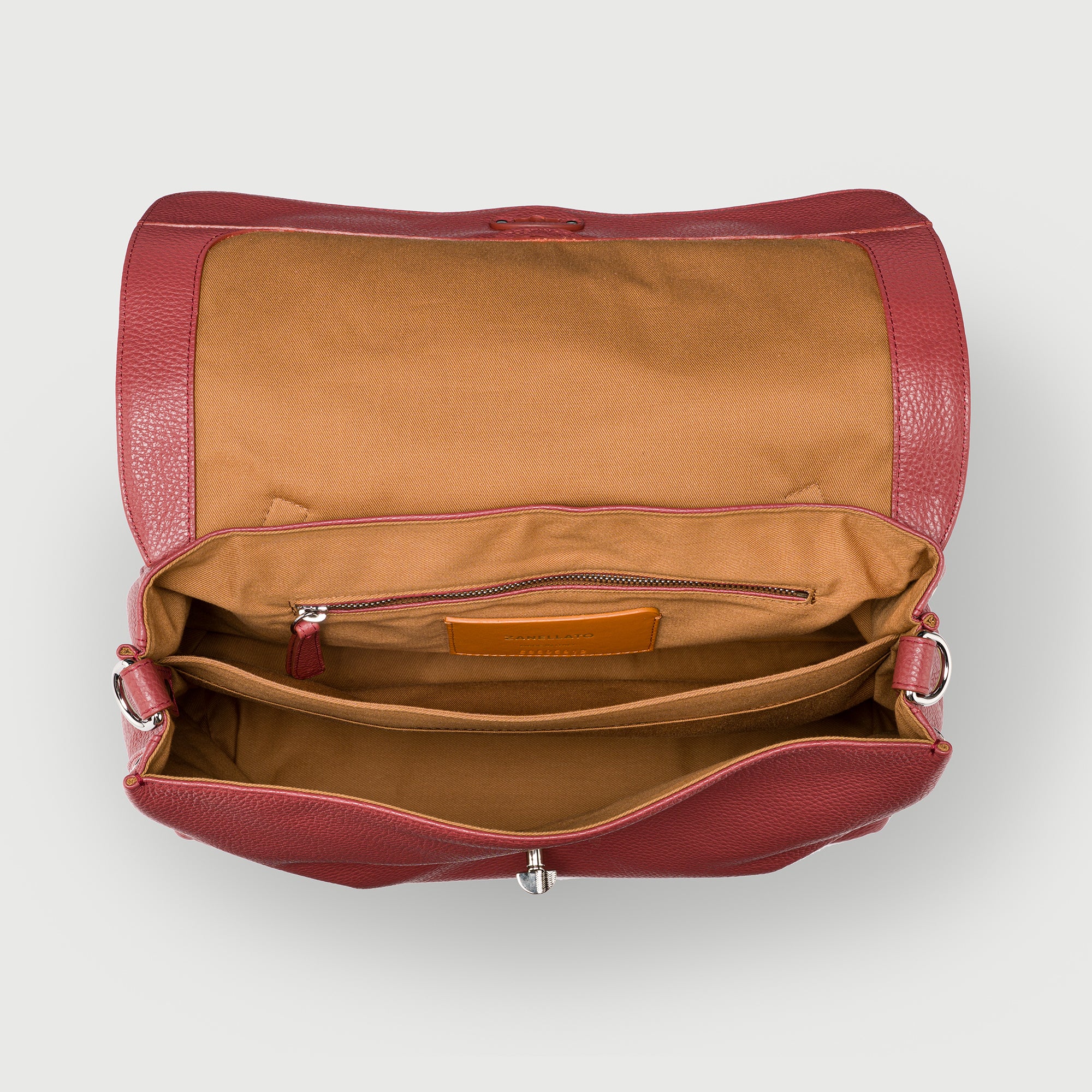 Zanellato Postina® M borsa rossa Radicchio di Treviso in pelle martellata