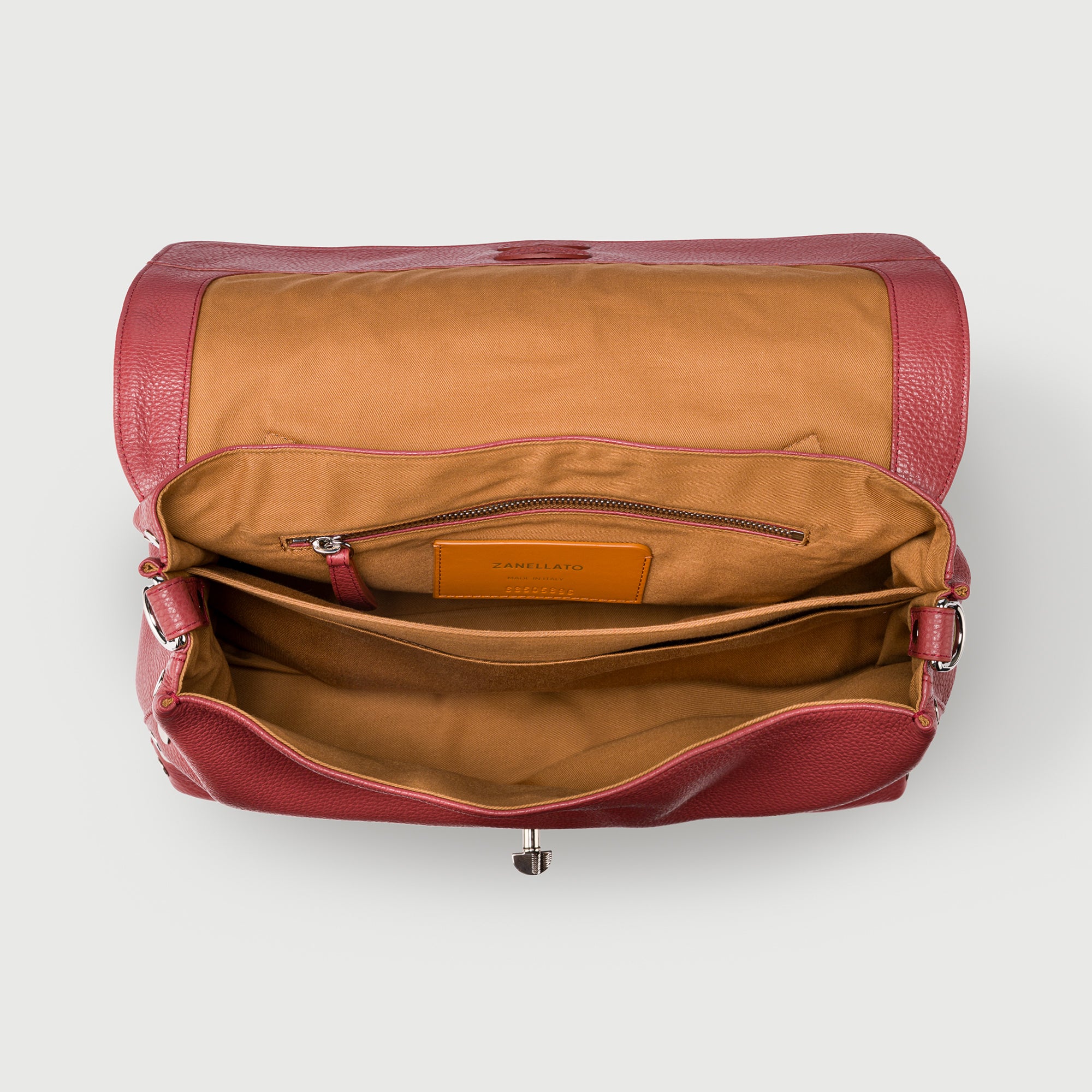 Zanellato Postina® M borsa a tracolla rosso Radicchio di Treviso in pelle martellata