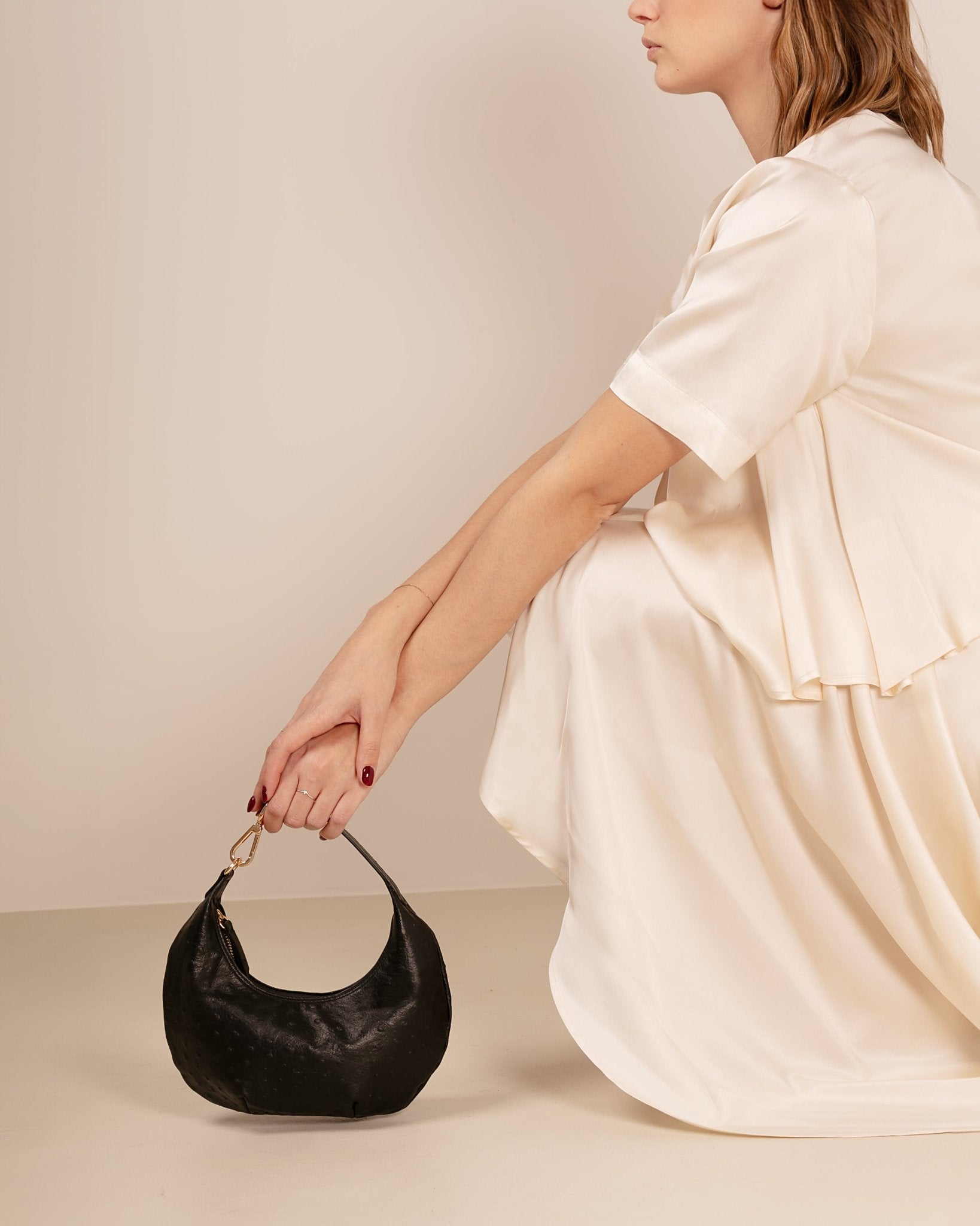Marks&Angels Borse a Spalla Mini Vicky Rhea nero borsa effetto struzzo