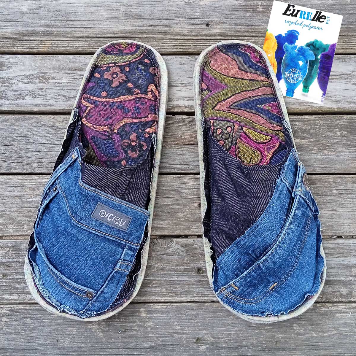 Ricicli Design Accessori Ciabatte tg.45-47 n°08 ciabatte XL jeans