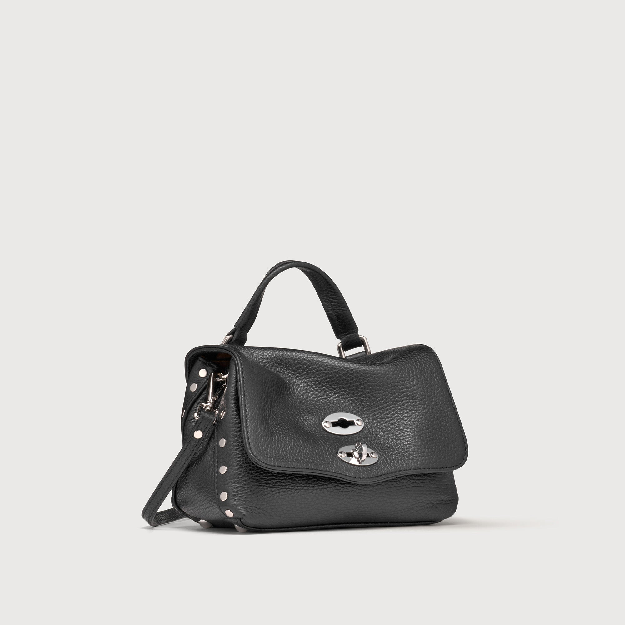 Zanellato Postina® Baby in Black Nero borsa in pelle martellata