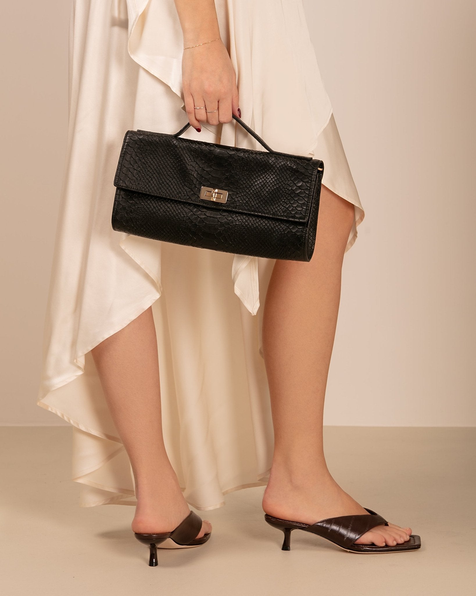 Marks&Angels Monni Nero borsa baguette in pelle anaconda