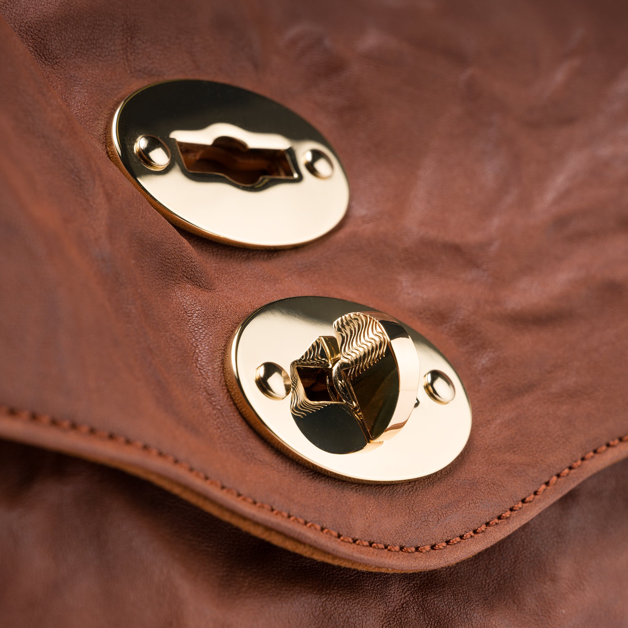 Zanellato Postina® S borsa marrone pelle stropicciata