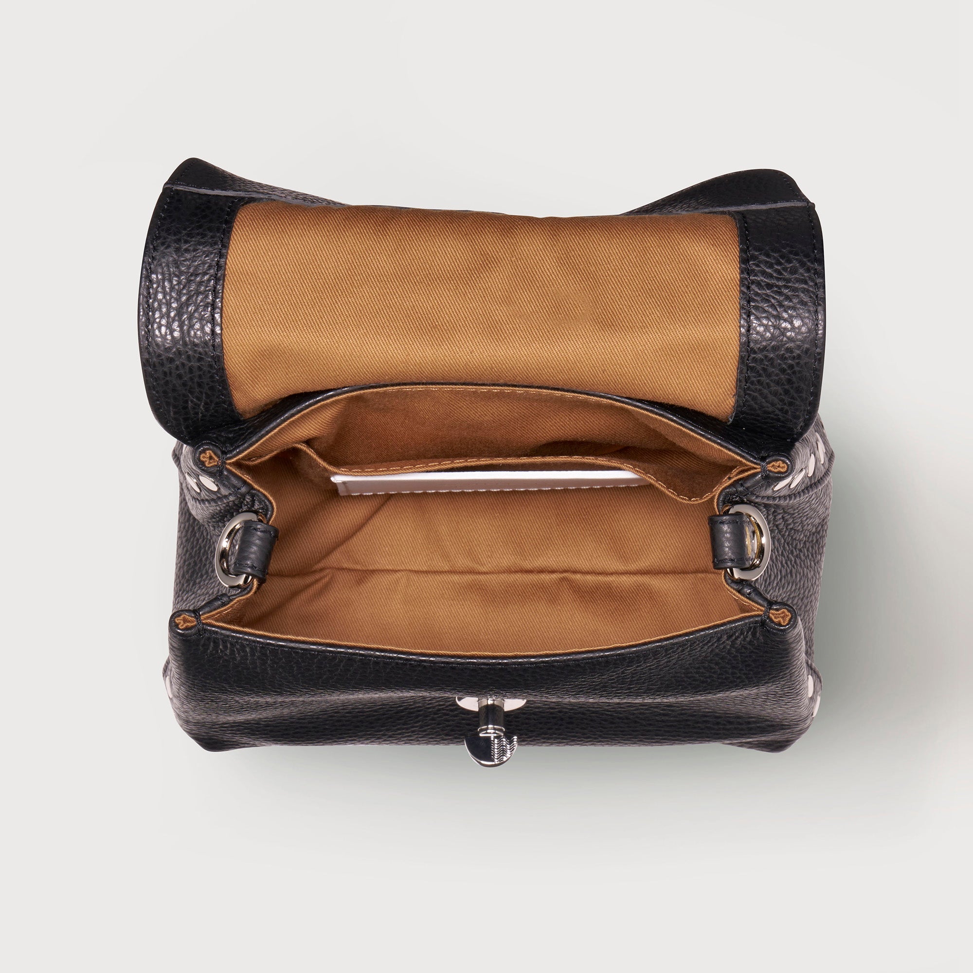 Zanellato Postina® borsa Baby nera in pelle martellata