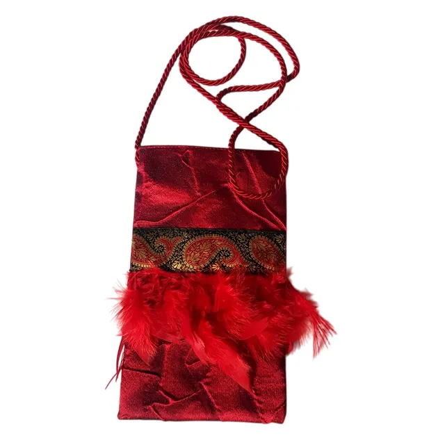 Borseggi Tibetane Tibetana piume 01 borsa tracolla in velluto
