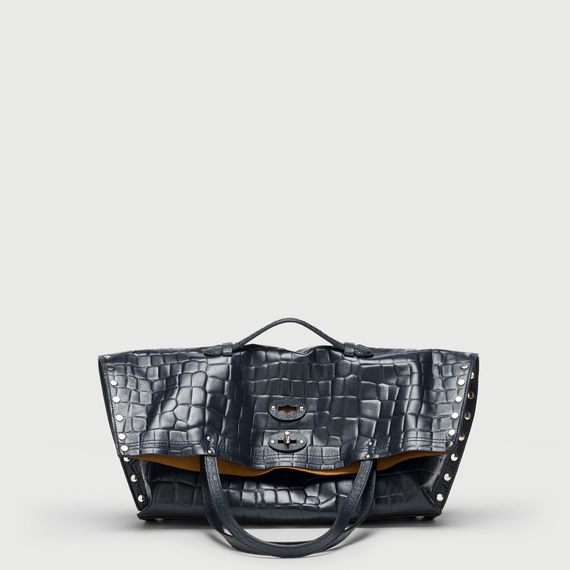 Zanellato A' Spasso® M borsa tote blu Orione in pelle stampata
