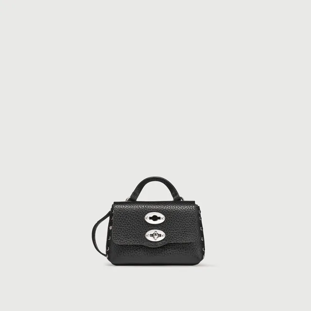Zanellato Postina® Wallet portafoglio mini nero in pelle martellata
