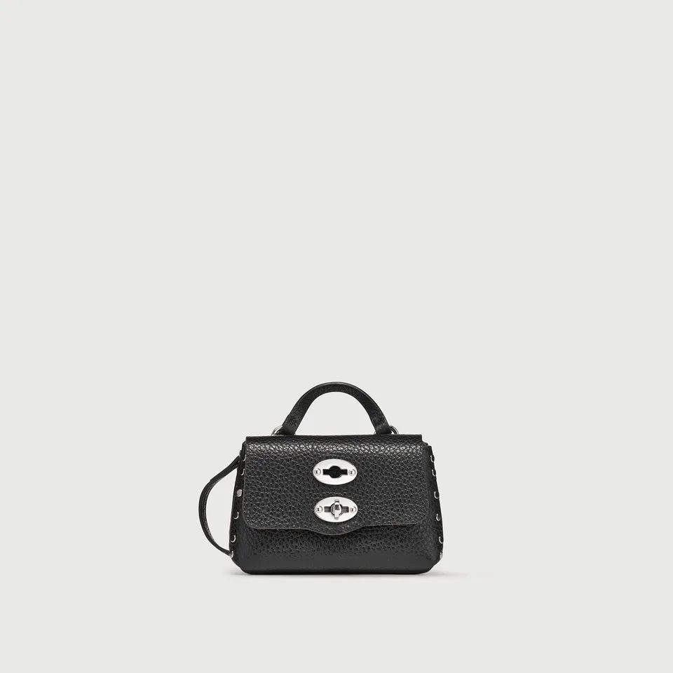 Zanellato Postina® Wallet portafoglio mini nero in pelle martellata