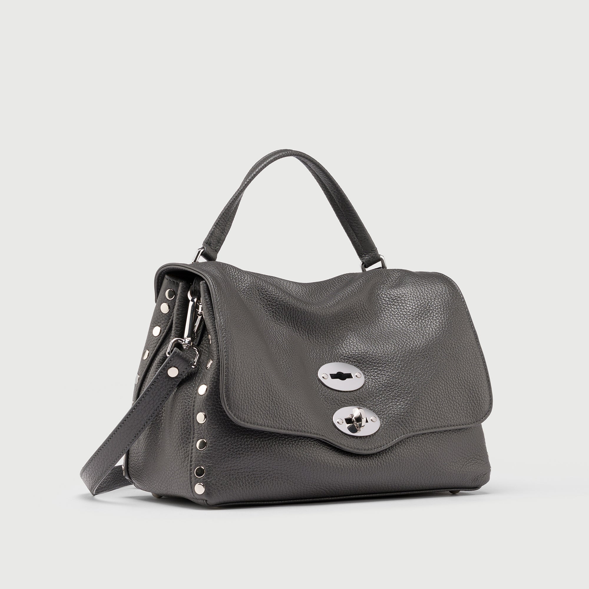 Zanellato Postina® S borsa grigio vulcano in pelle martellata