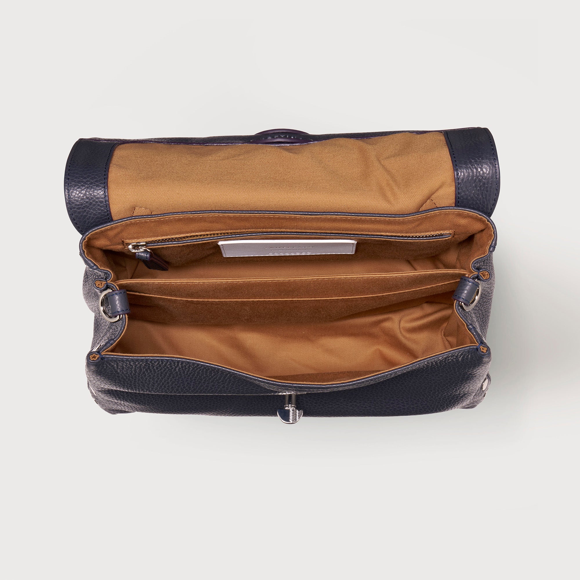 Zanellato Postina® borsa S blu navy in pelle martellata
