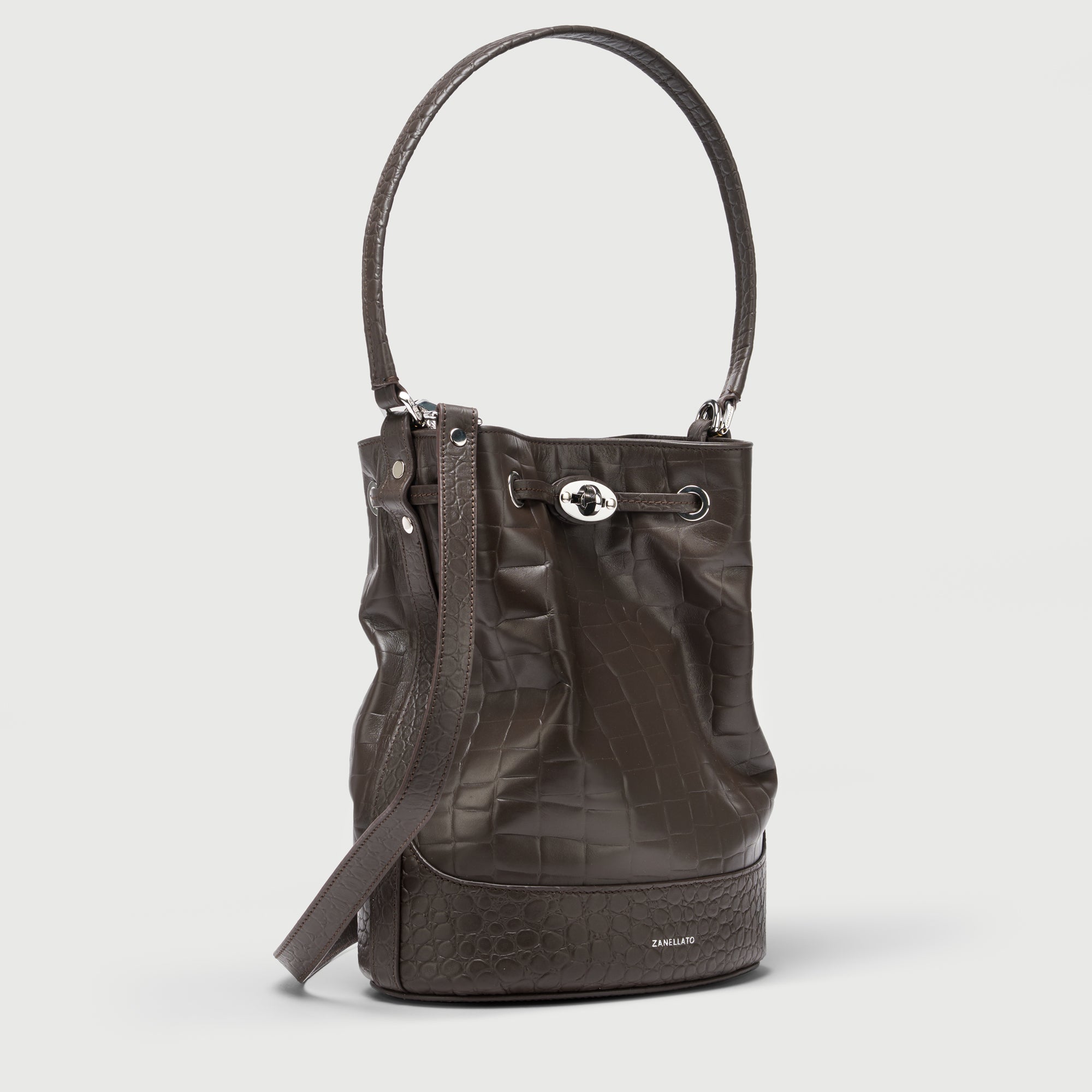 Zanellato Mondà® S borsa Brown Espresso in pelle stampata