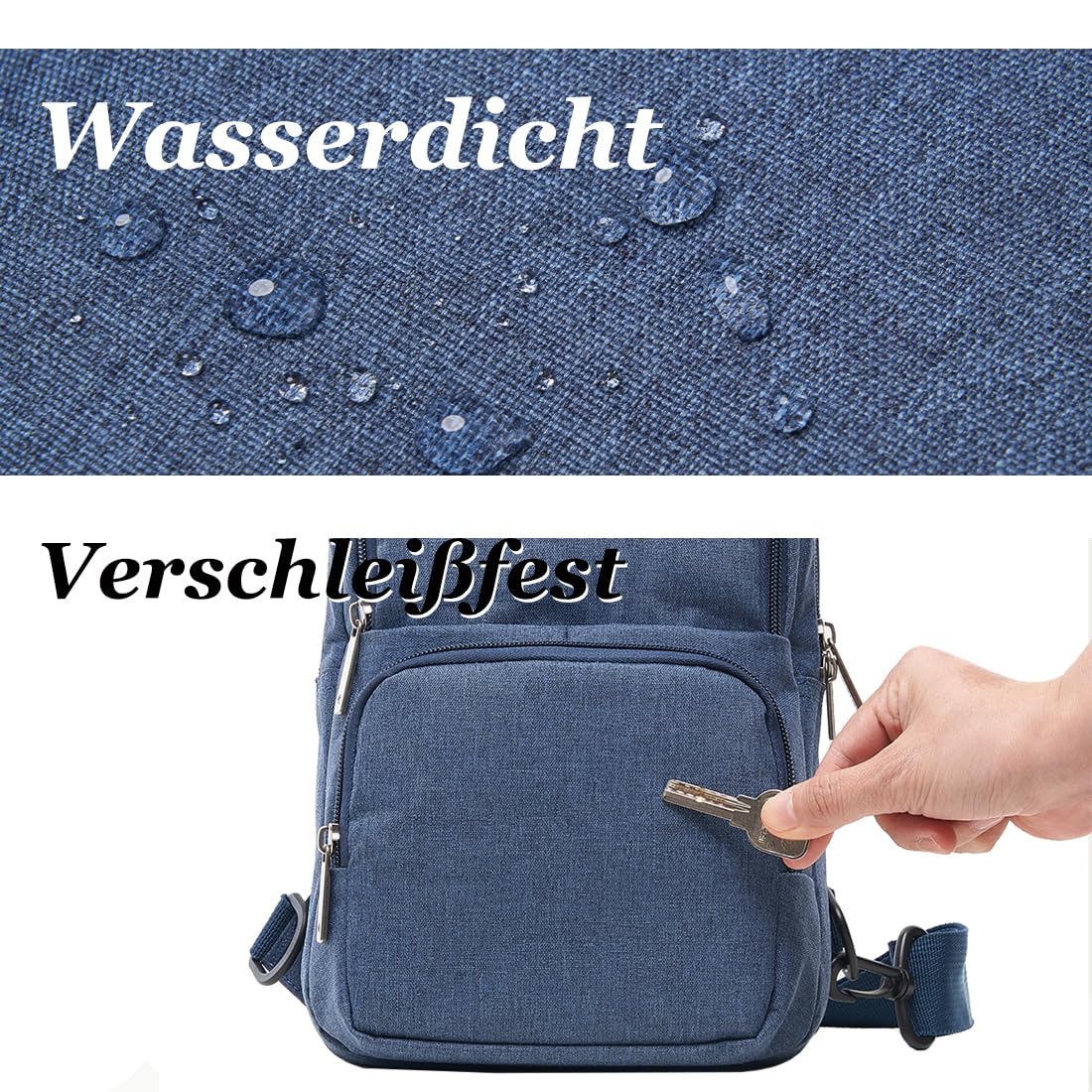 OIWAS Sling Bags borsa monospalla blu impermeabile 9 tasche