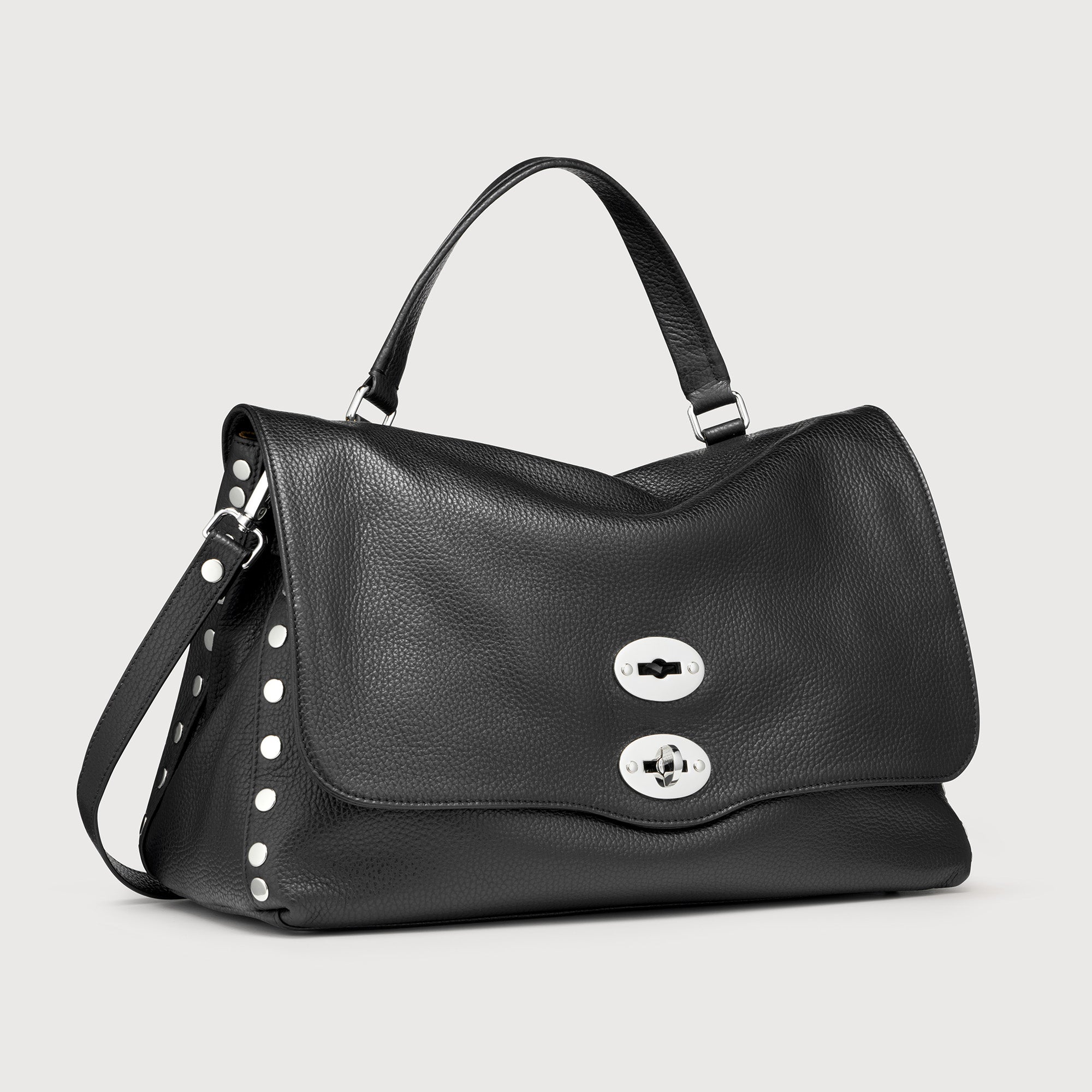 Zanellato Postina® M borsa nera in pelle martellata