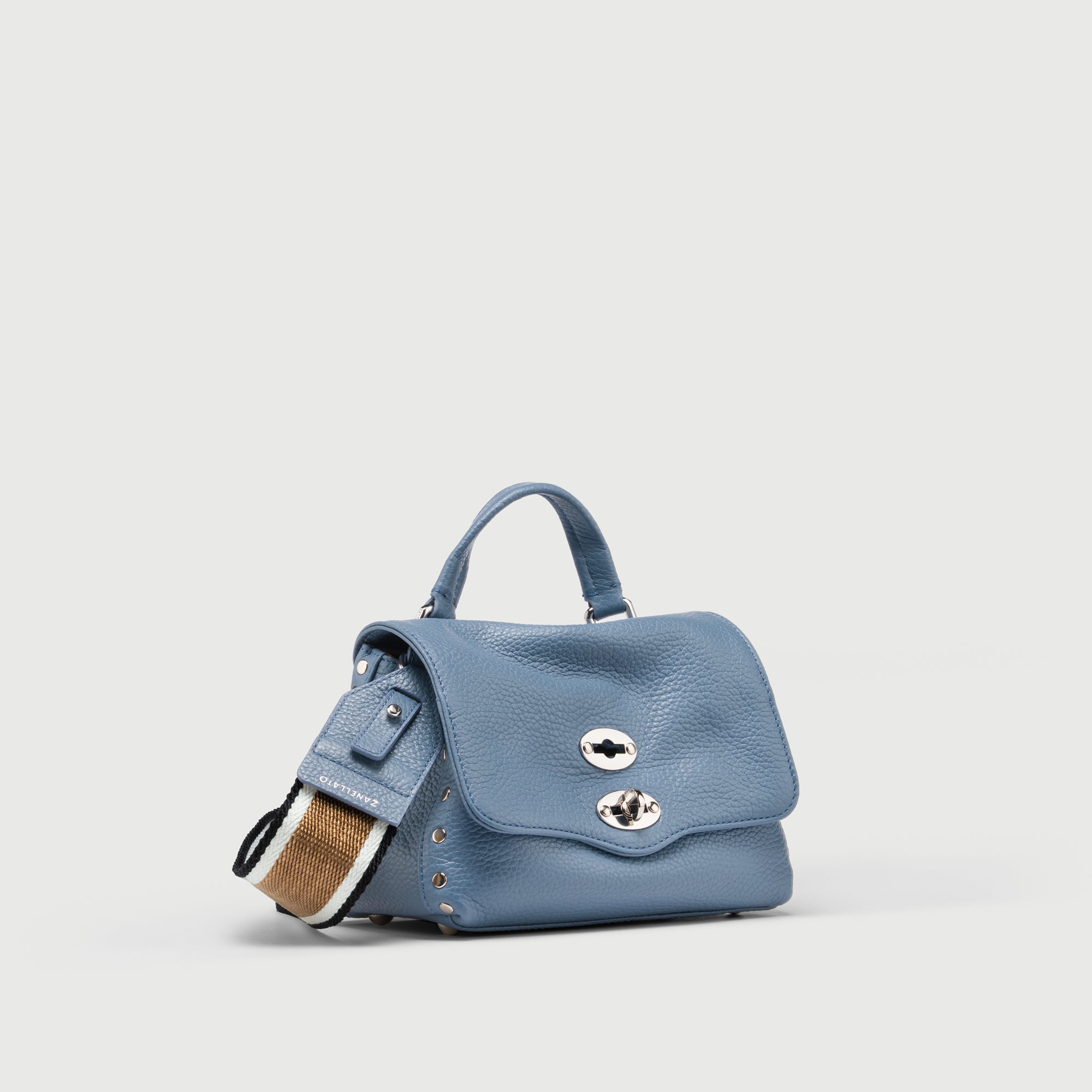 Zanellato Postina® Baby borsa blu pelle martellata