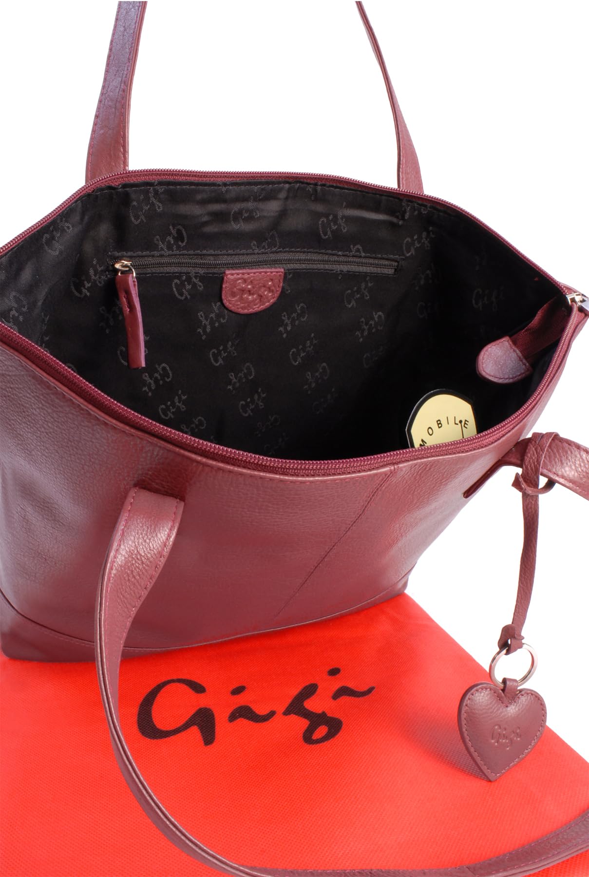 Gigi Othello Collection 9101A tote grande bordeaux in vera pelle
