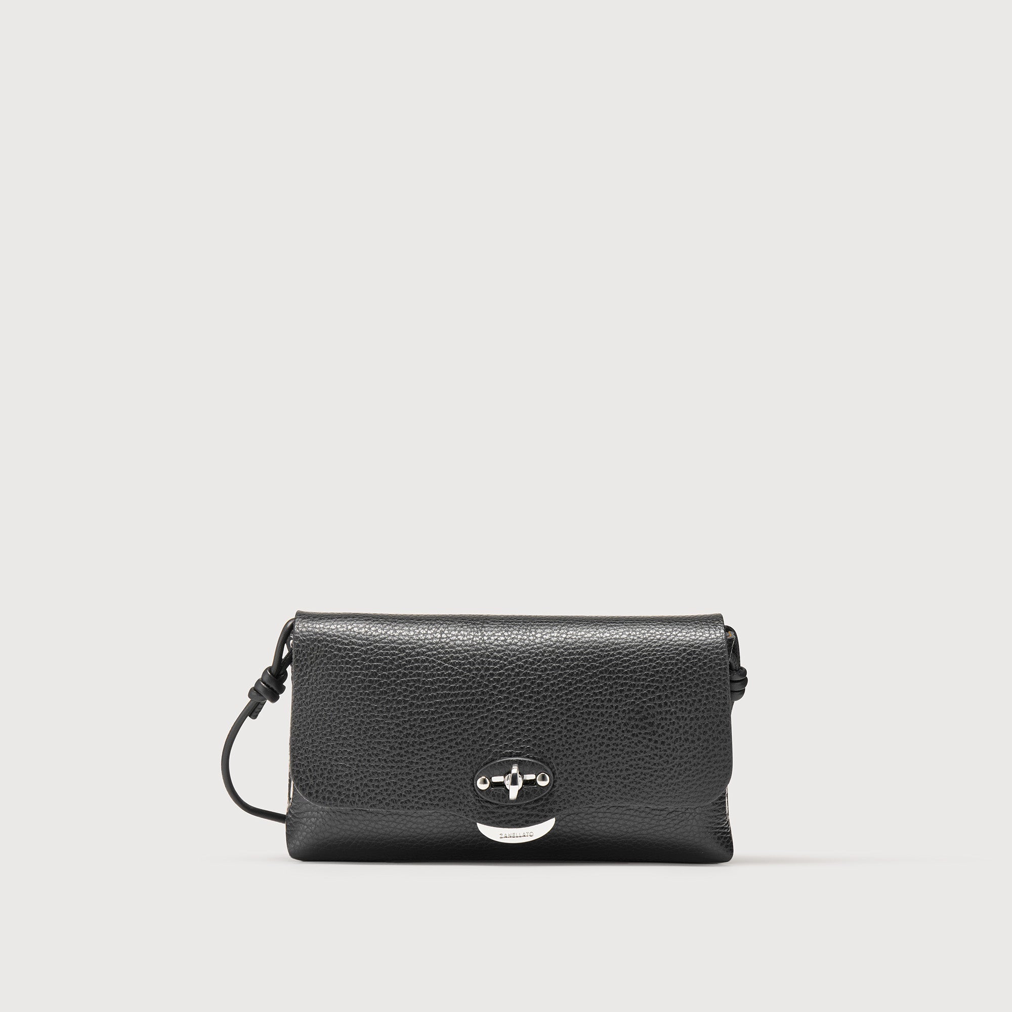 Zanellato Lettera® Small Bag pochette nera in pelle martellata