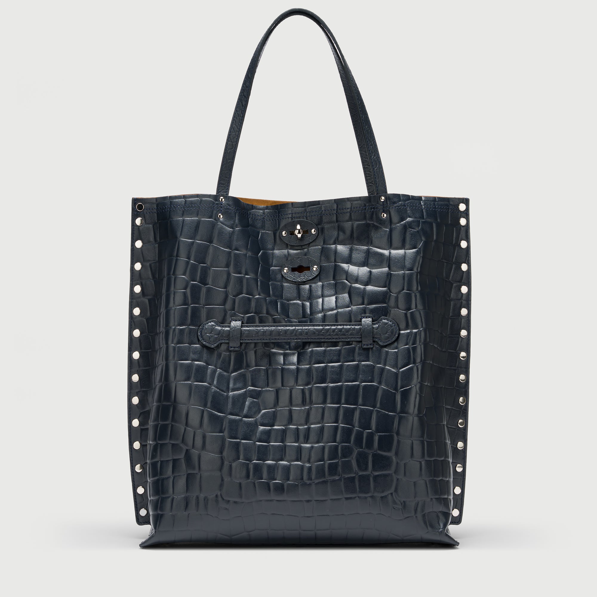 Zanellato A' Spasso® M borsa tote blu Orione in pelle stampata