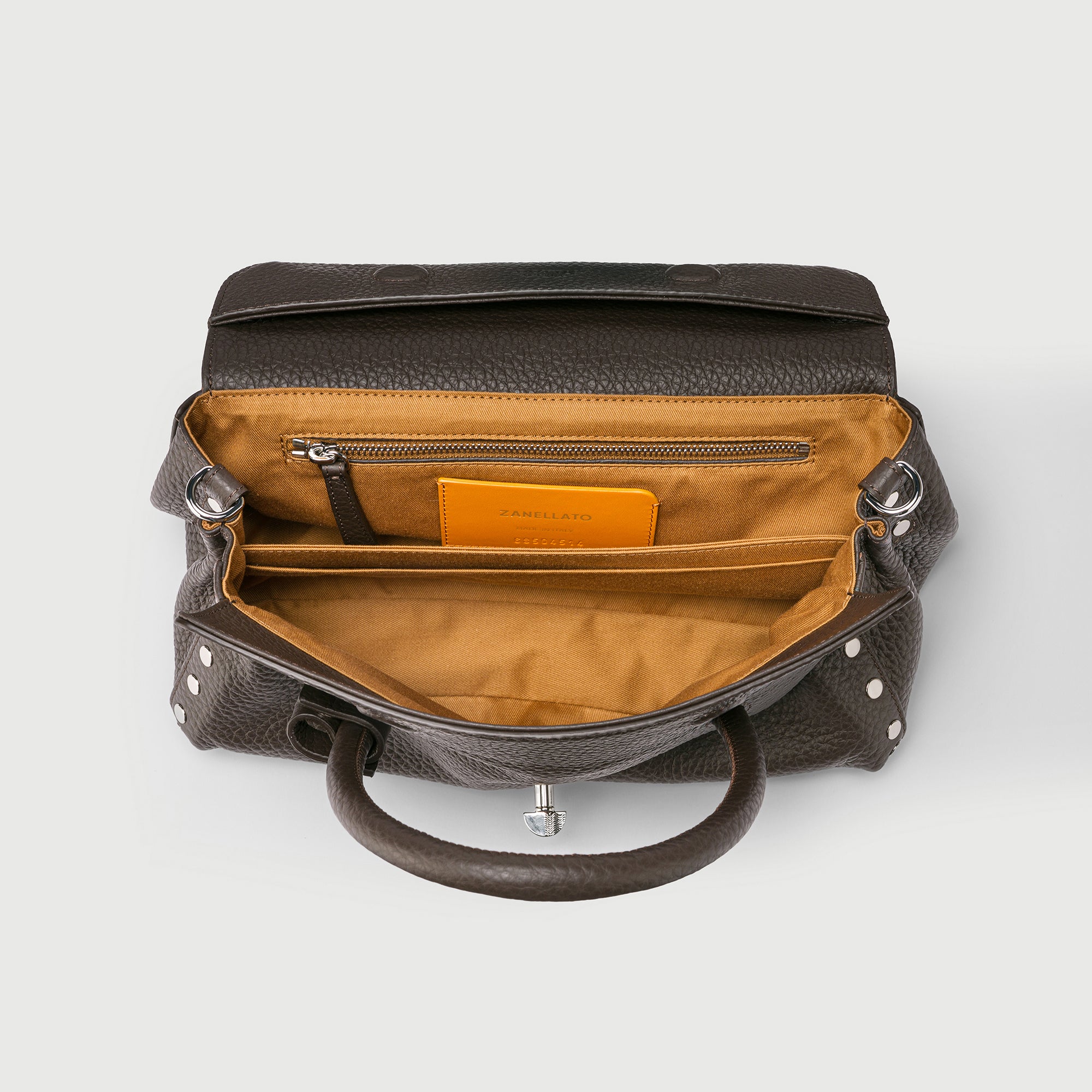 Zanellato Dotta® S borsa marrone pelle martellata