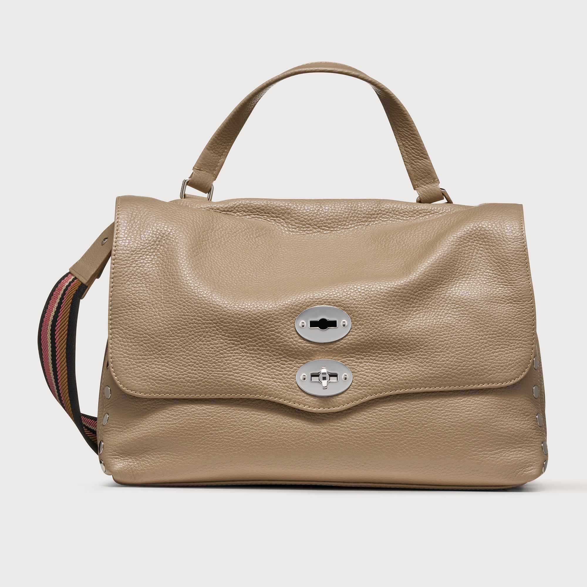 Zanellato Postina® M borsa grigia in pelle martellata idrorepellente