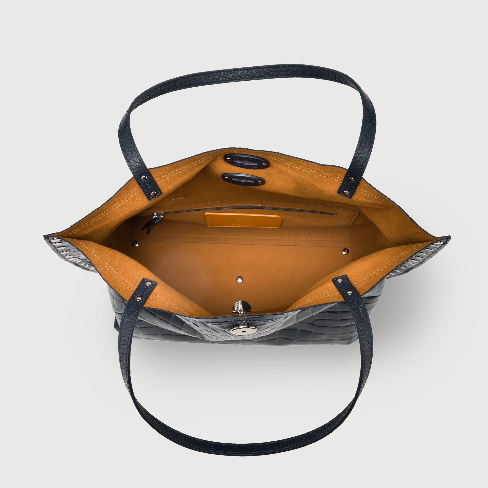Zanellato A' Spasso® M borsa tote blu Orione in pelle stampata