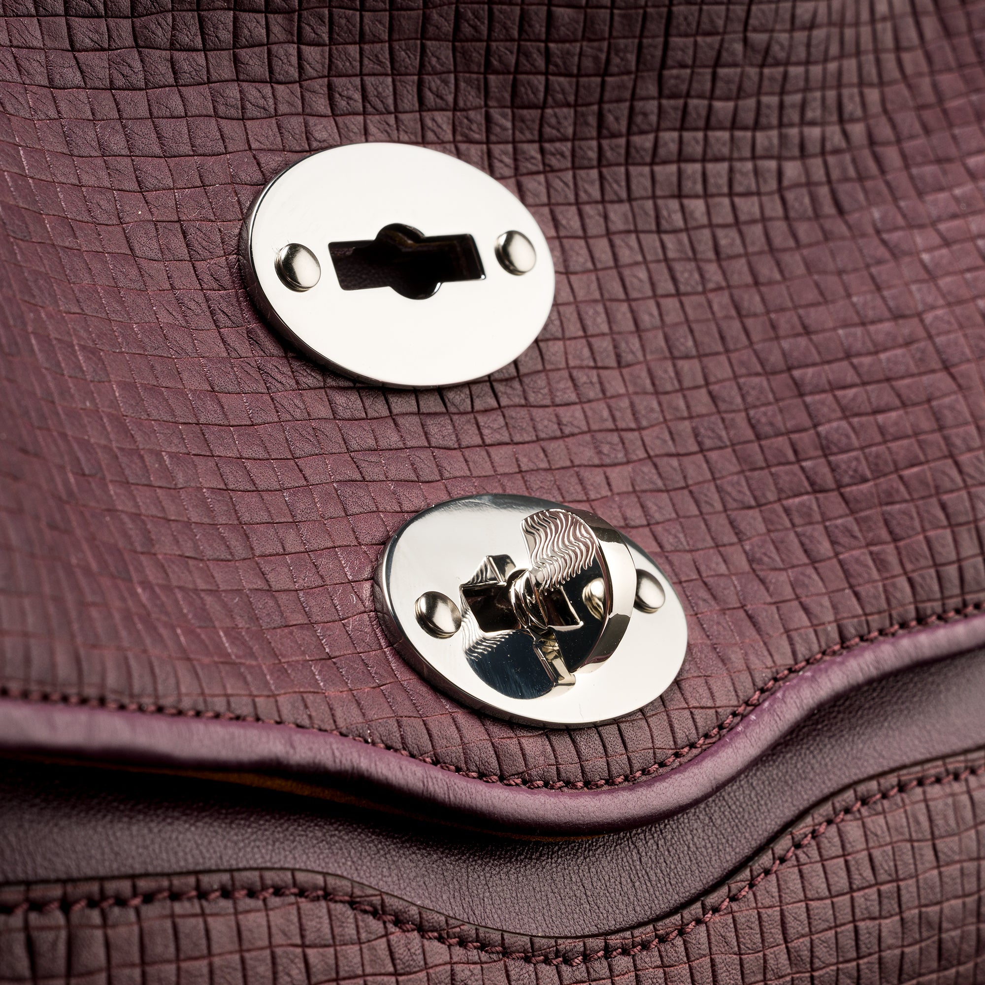 Zanellato Postina® S borsa a mano Red Chianti in pelle stampata