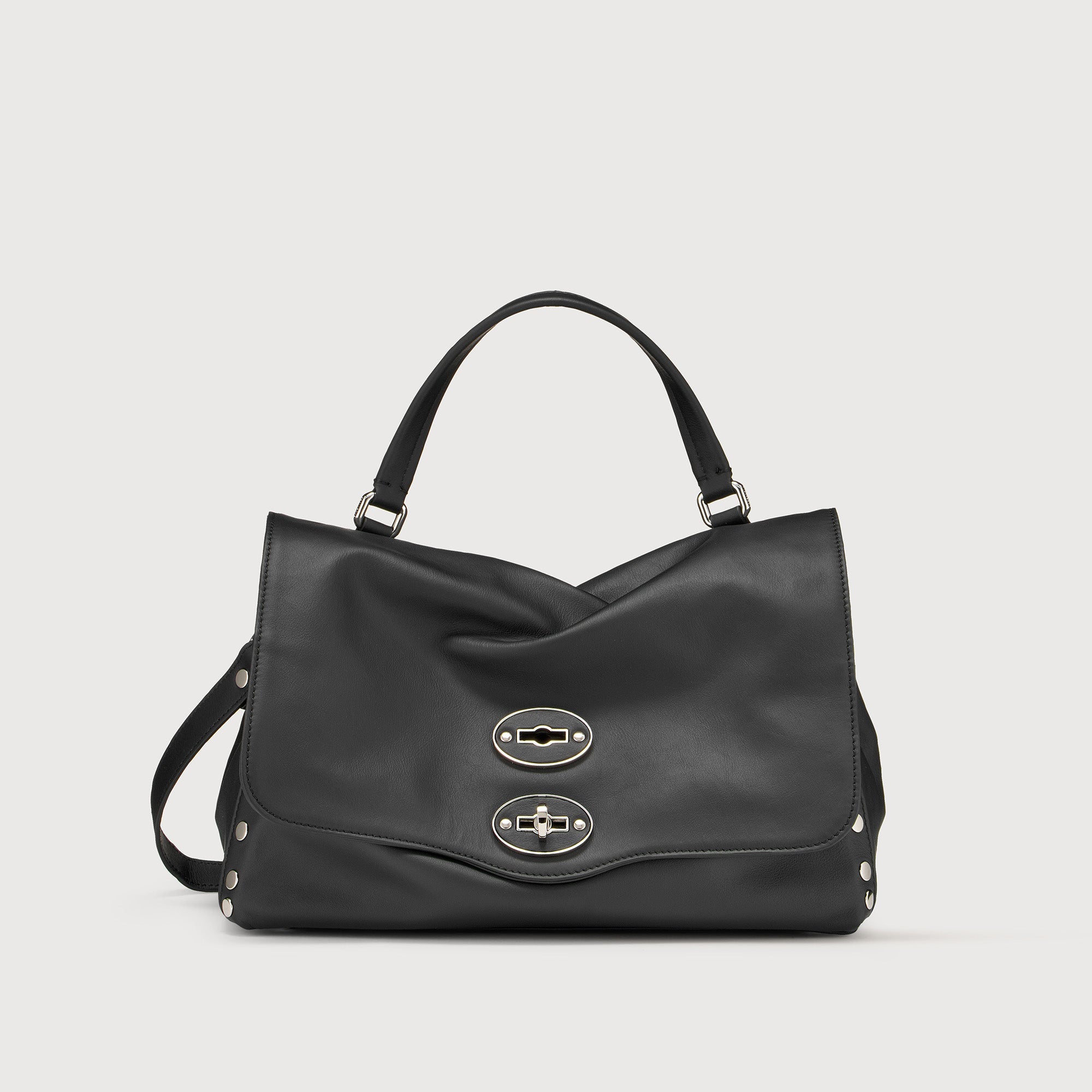 Zanellato Postina® S borsa nera in pelle liscia morbida