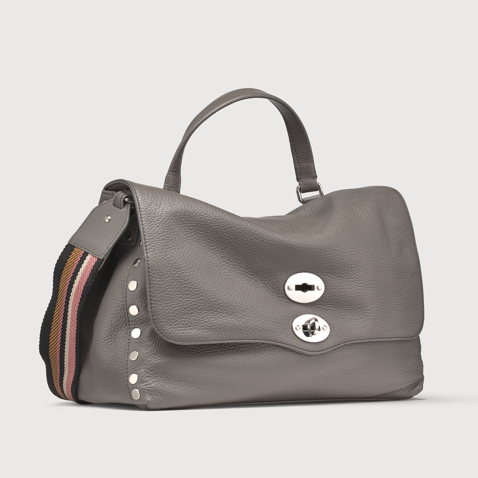 Zanellato Postina® M borsa grigia Montebianco in pelle martellata