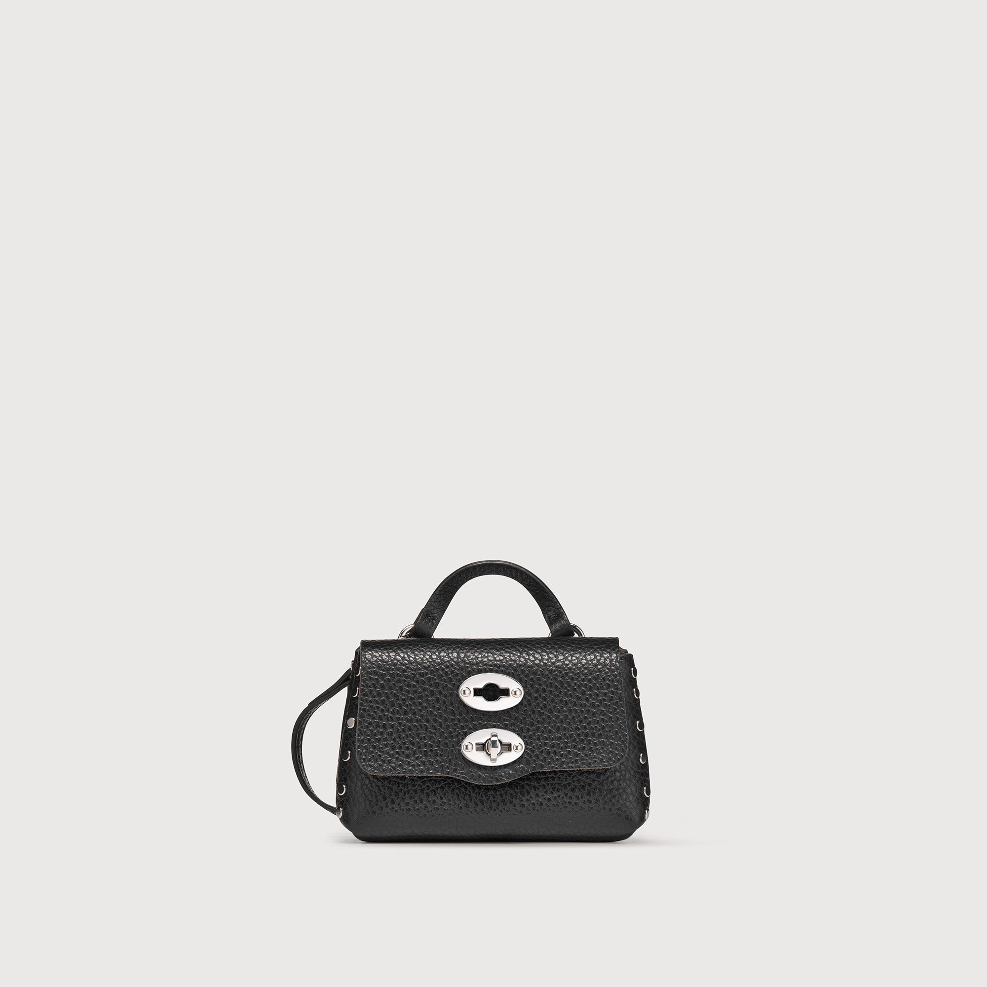 Zanellato Postina® Wallet portafoglio mini nero in pelle martellata