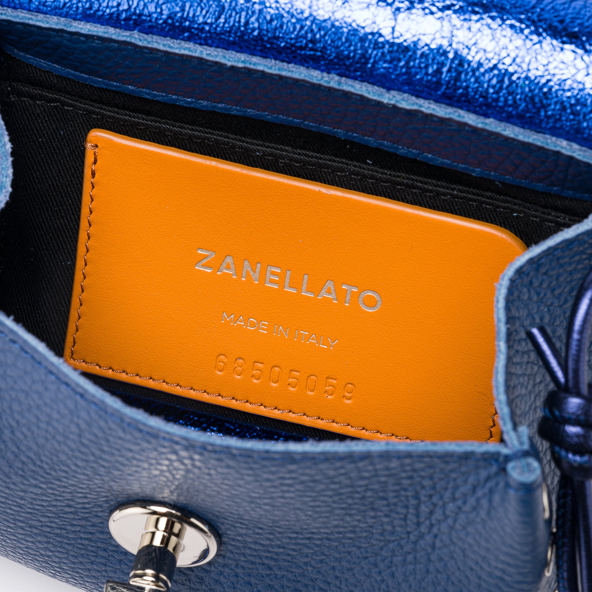 Zanellato Postina® SBABY borsa blu More di Rovo in pelle laminata