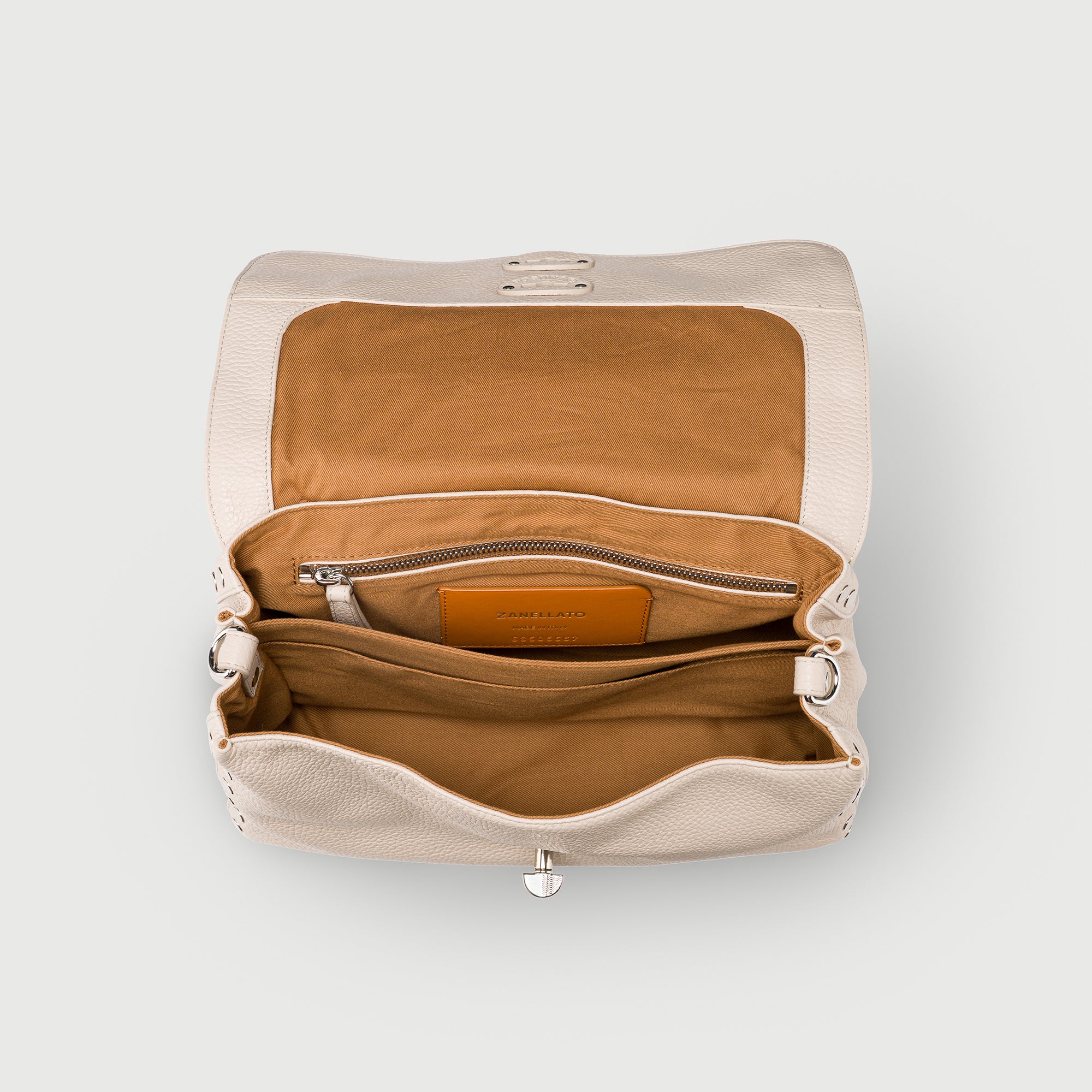 Zanellato Postina® S borsa bianca Carnaroli in pelle martellata