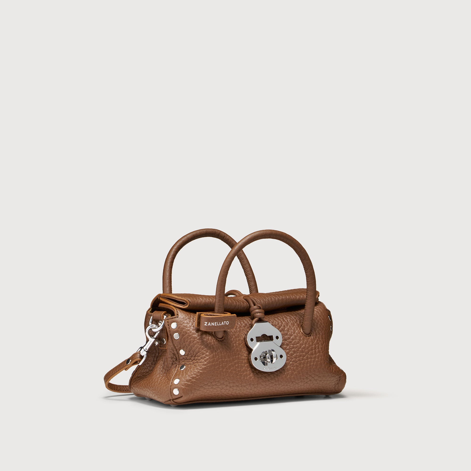 Zanellato Dotta® Baby borsa marrone in pelle martellata
