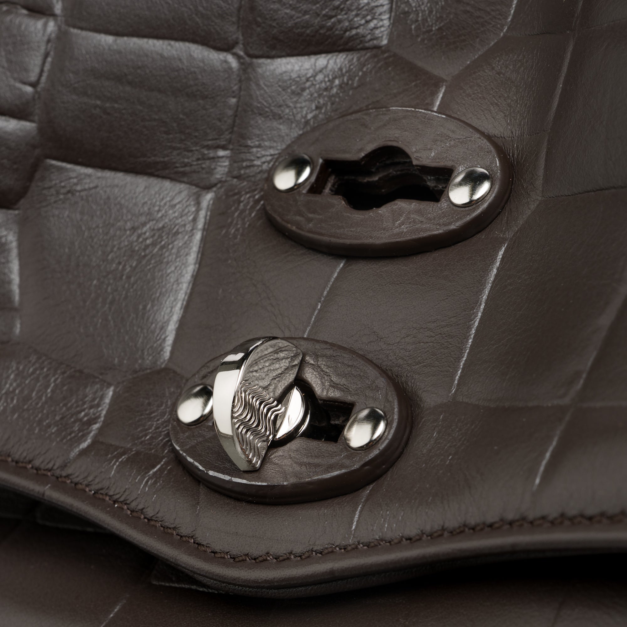 Zanellato Postina® Baby borsa marrone effetto coccodrillo in pelle