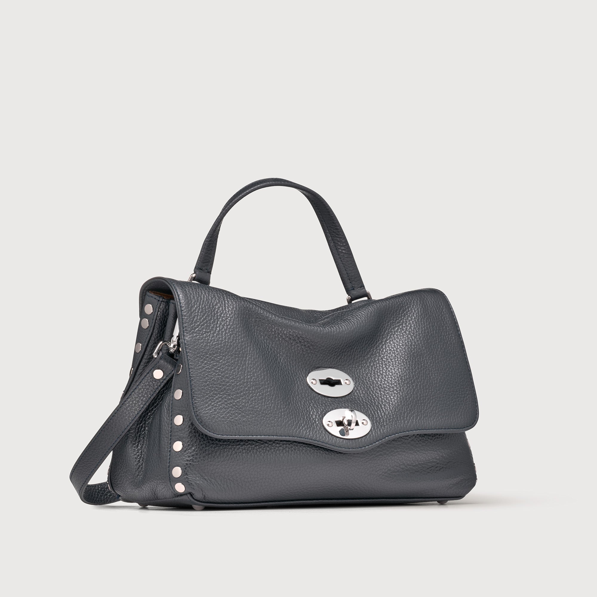 Zanellato Postina® borsa S blu navy in pelle martellata