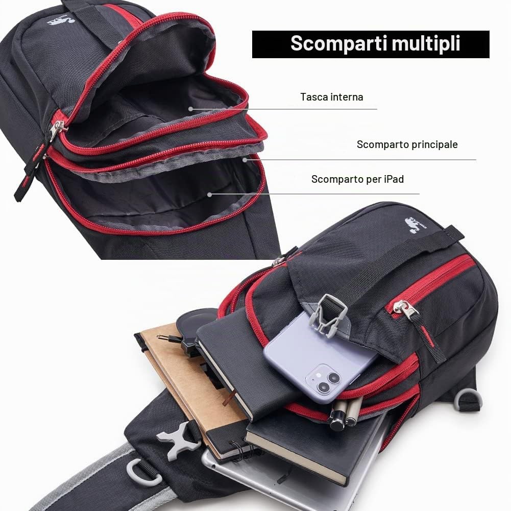 OIWAS Sling Bags Zaino monospalla nero impermeabile