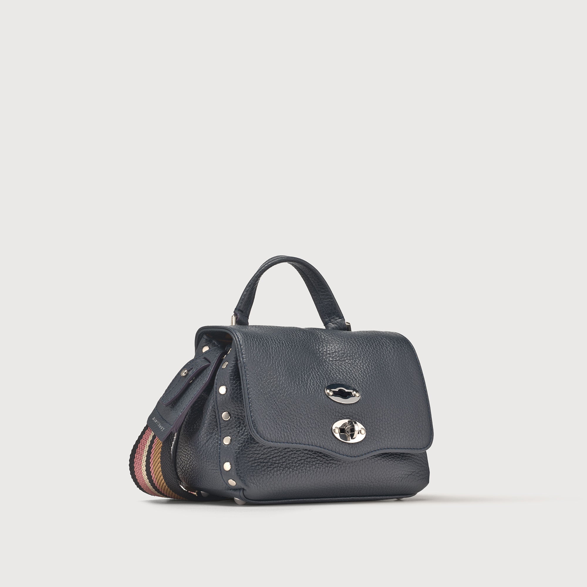 Zanellato Postina® BABY borsa a mano blu navy in pelle martellata