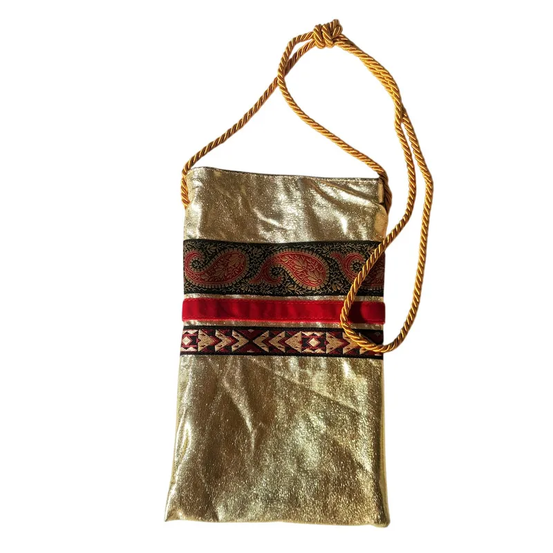 Borseggi Tibetane – le tracolla Tibetana Preziosa Oro borsina a tracolla