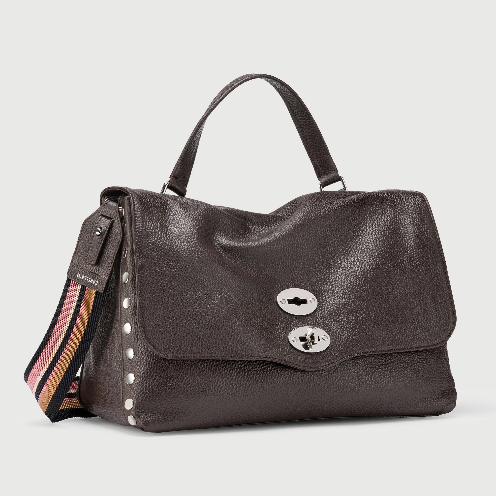 Zanellato Postina® M borsa a mano e tracolla marrone Dolce Amaro pelle martellata