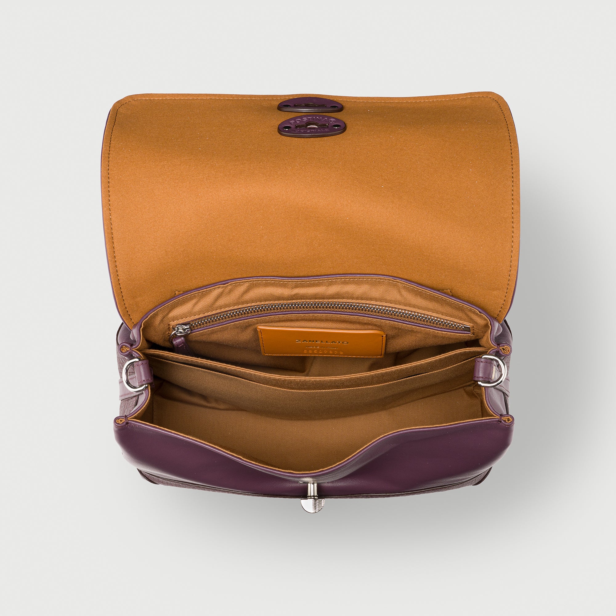 Zanellato Postina® S borsa a mano Red Chianti in pelle stampata