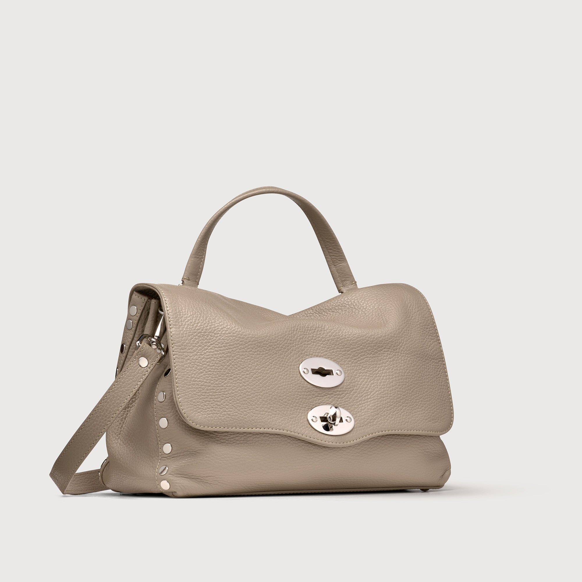 Zanellato Postina® S borsa Grigio Creta in pelle martellata