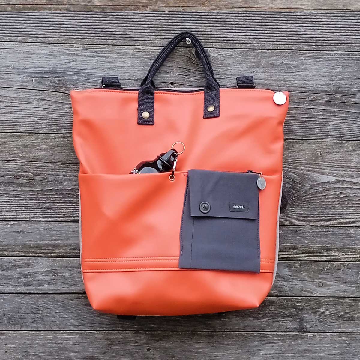 Ricicli Design Borse Borsa zaino Greta n°04 arancione per laptop 15″