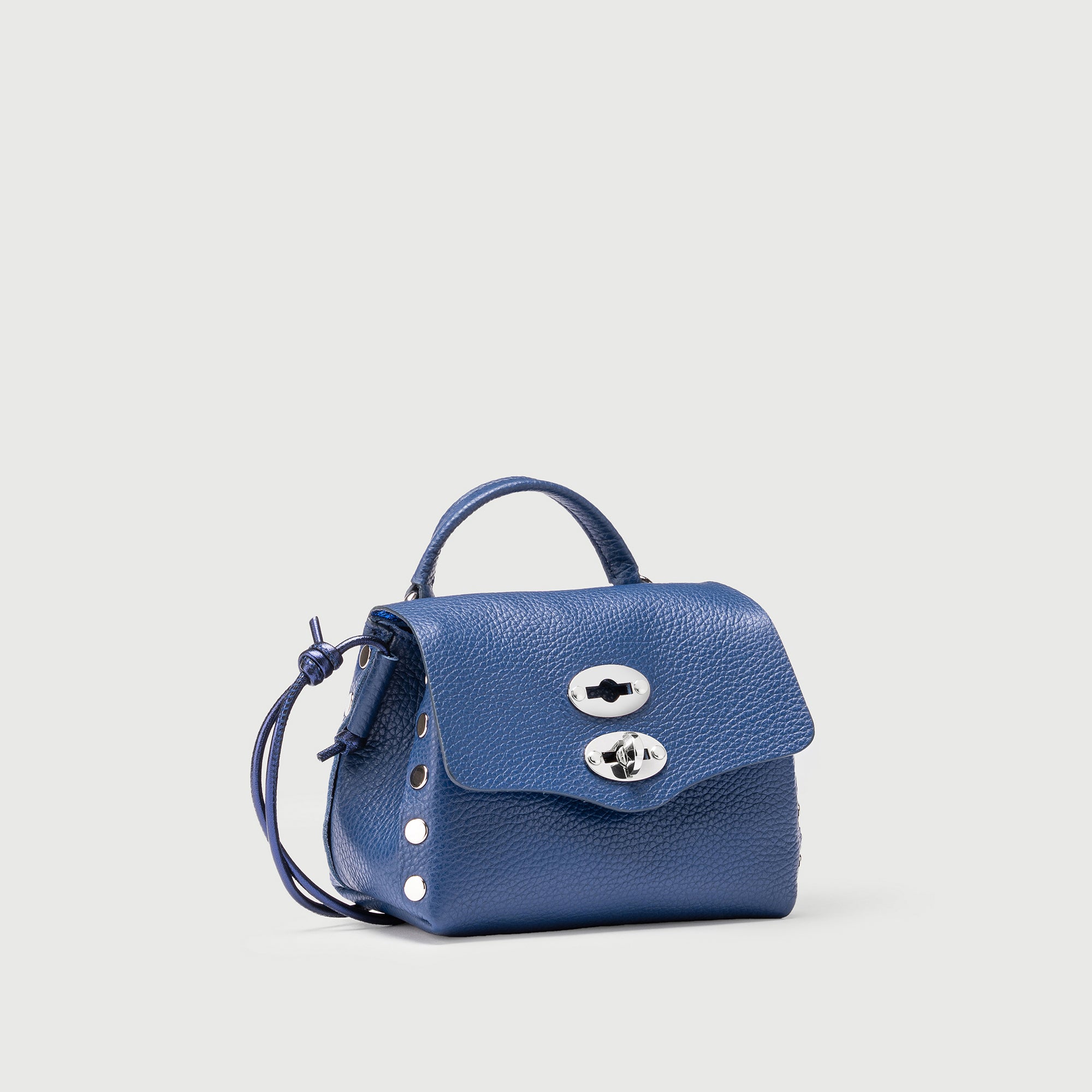 Zanellato Postina® SBABY borsa blu More di Rovo in pelle laminata