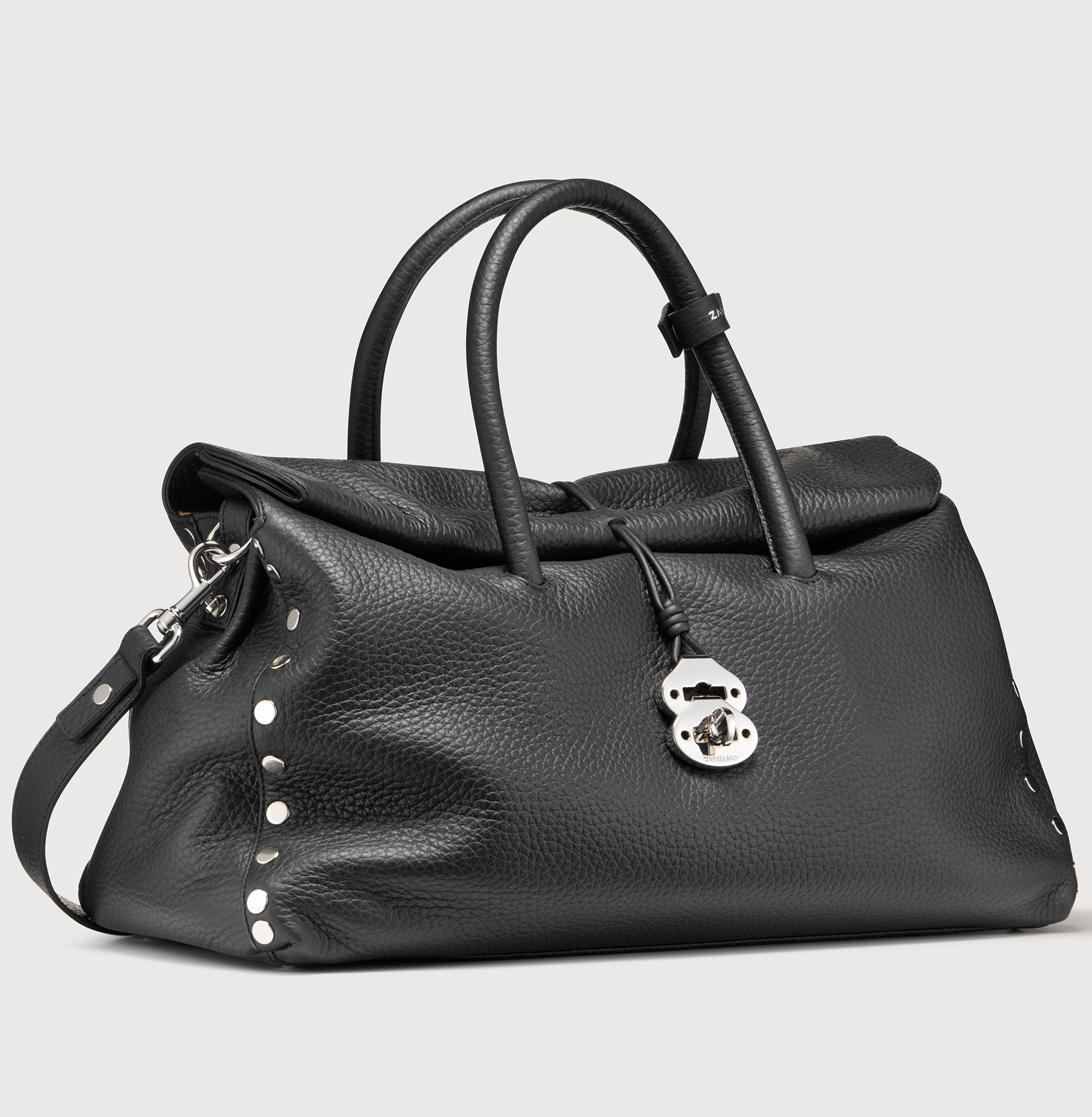 Zanellato Dotta® XL borsa nera in pelle martellata