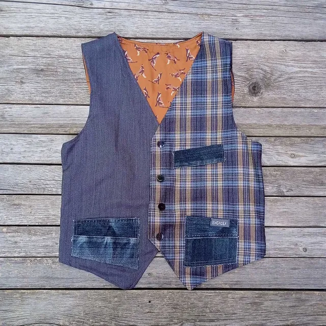 Ricicli Design Abbigliamento Gilet double face n°16 Tg.M regolabile