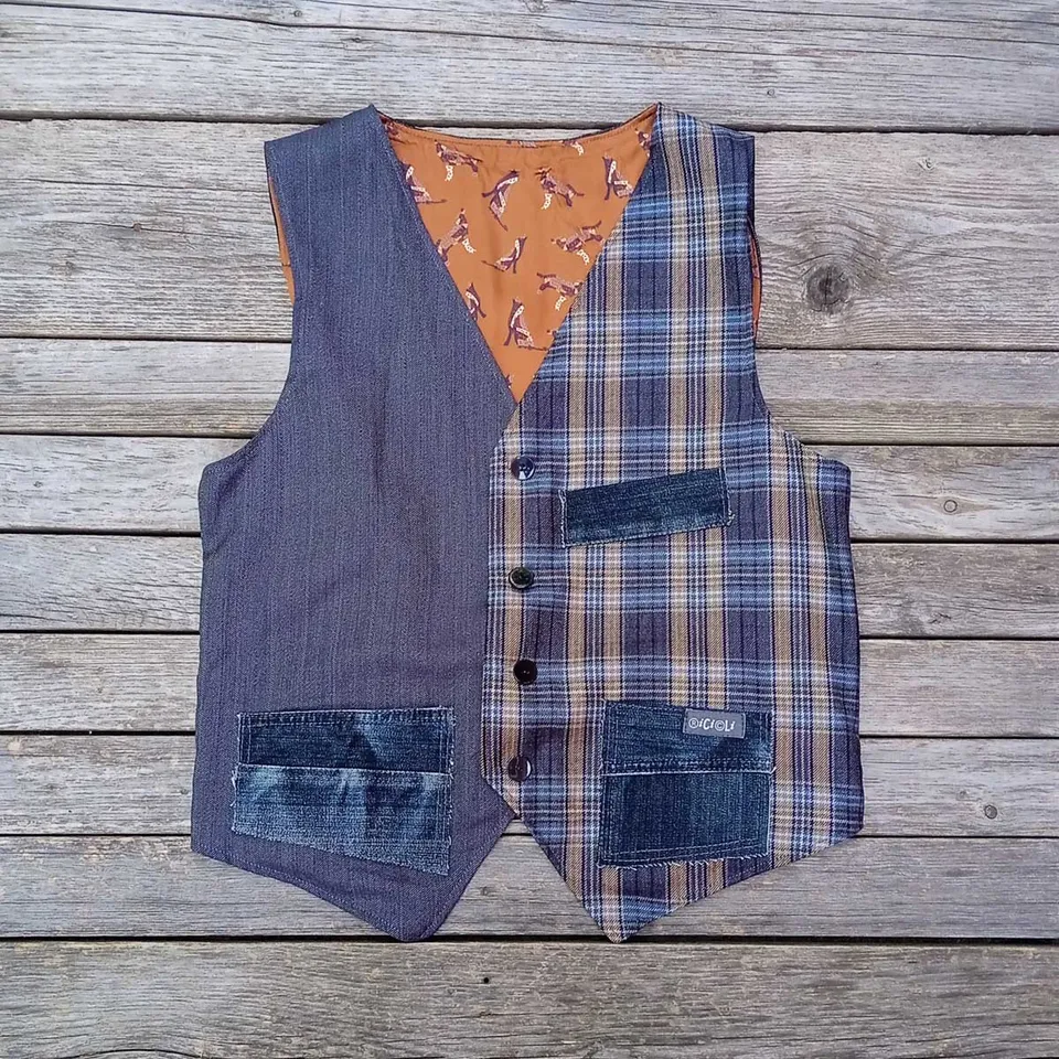 Ricicli Design Abbigliamento Gilet double face n°16 Tg.M regolabile