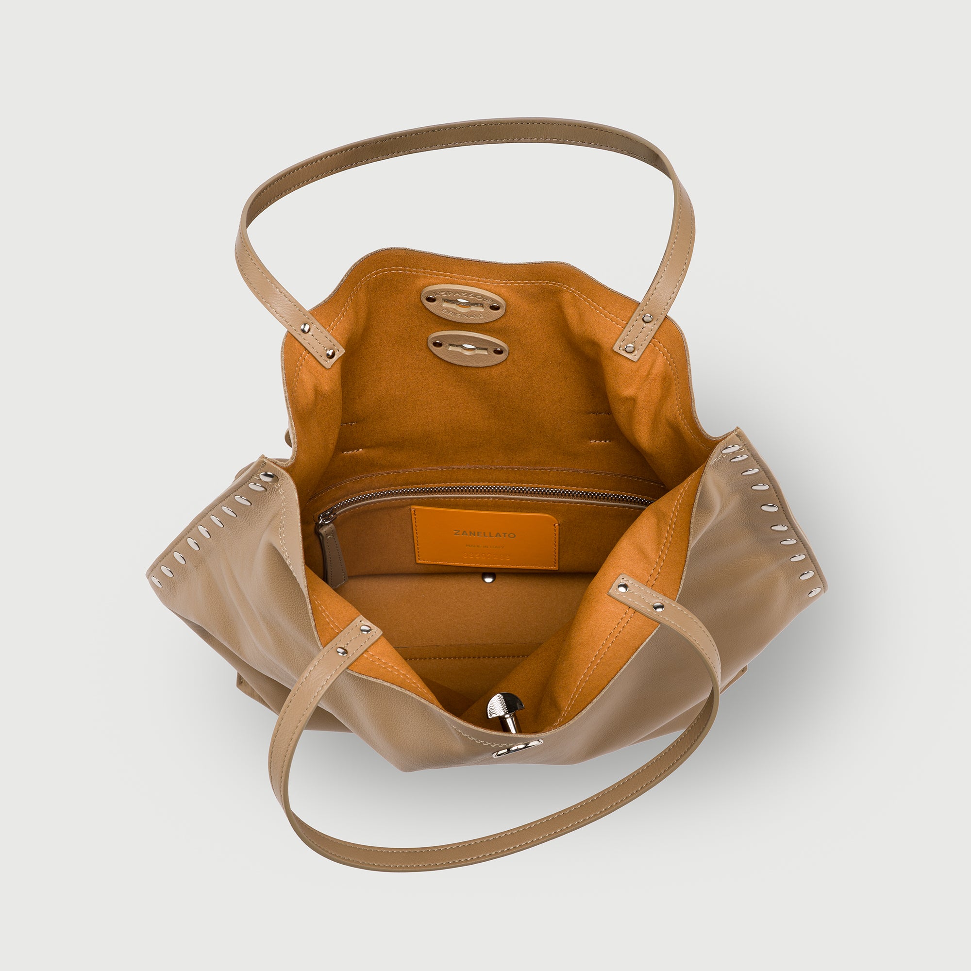 Zanellato A' Spasso® M borsa grigia in pelle liscia